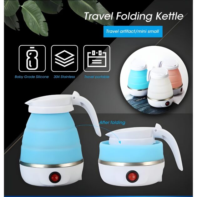 Foldable Kettle 0.6L Silicone Electric Kettle Fast Boiling Portable Camping Travel Picnic