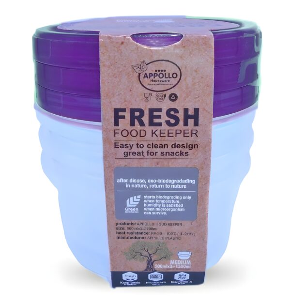 Fresh Food Container Medium (Pack of 3) – (500ml) - Image 2