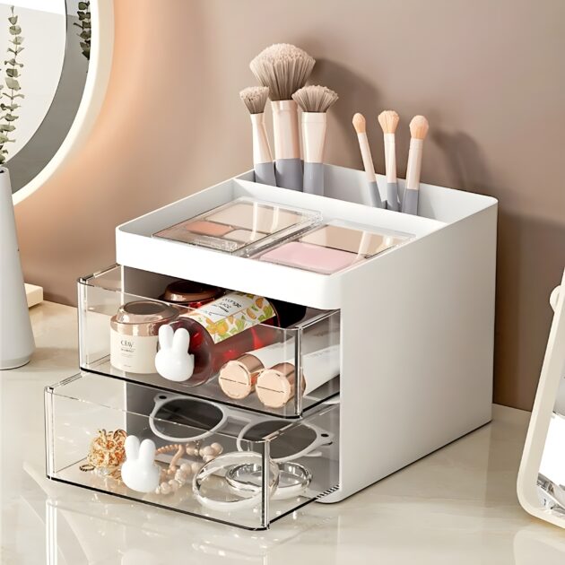 Mini Double Layer Drawer Storage Box, Organizer for Table and Desk