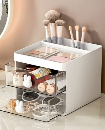 Mini Double Layer Drawer Storage Box, Organizer for Table and Desk