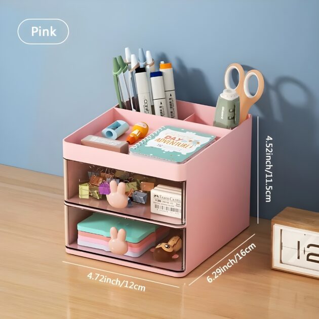 Mini Double Layer Drawer Storage Box, Organizer for Table and Desk - Image 2