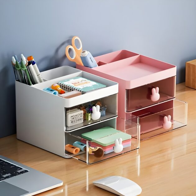 Mini Double Layer Drawer Storage Box, Organizer for Table and Desk - Image 3