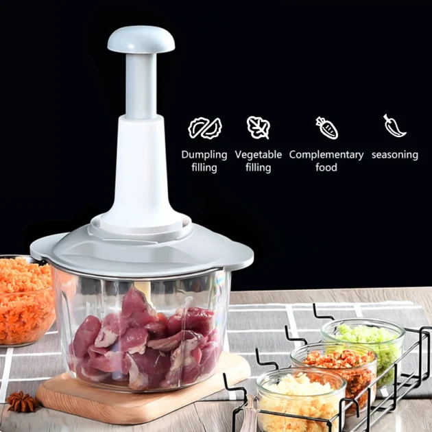 1.5(Liter) Pat push manual press vegetable cutter multi-functional