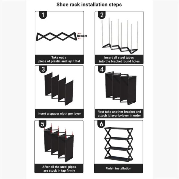 5 Layer Plastic Shoe Rack X Shape - Image 3