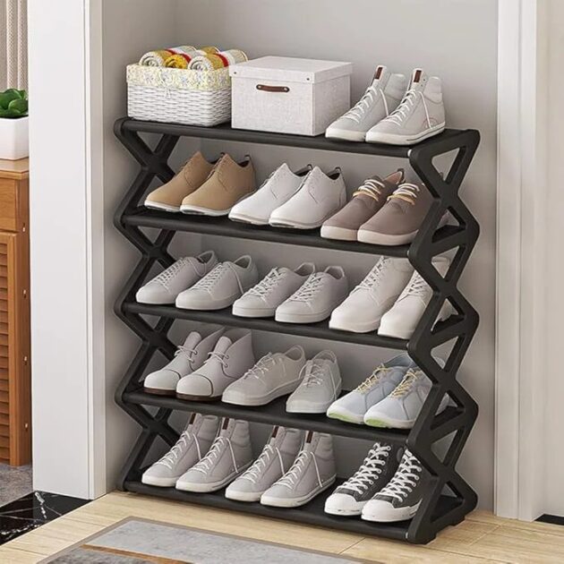 5 Layer Plastic Shoe Rack X Shape - Image 2