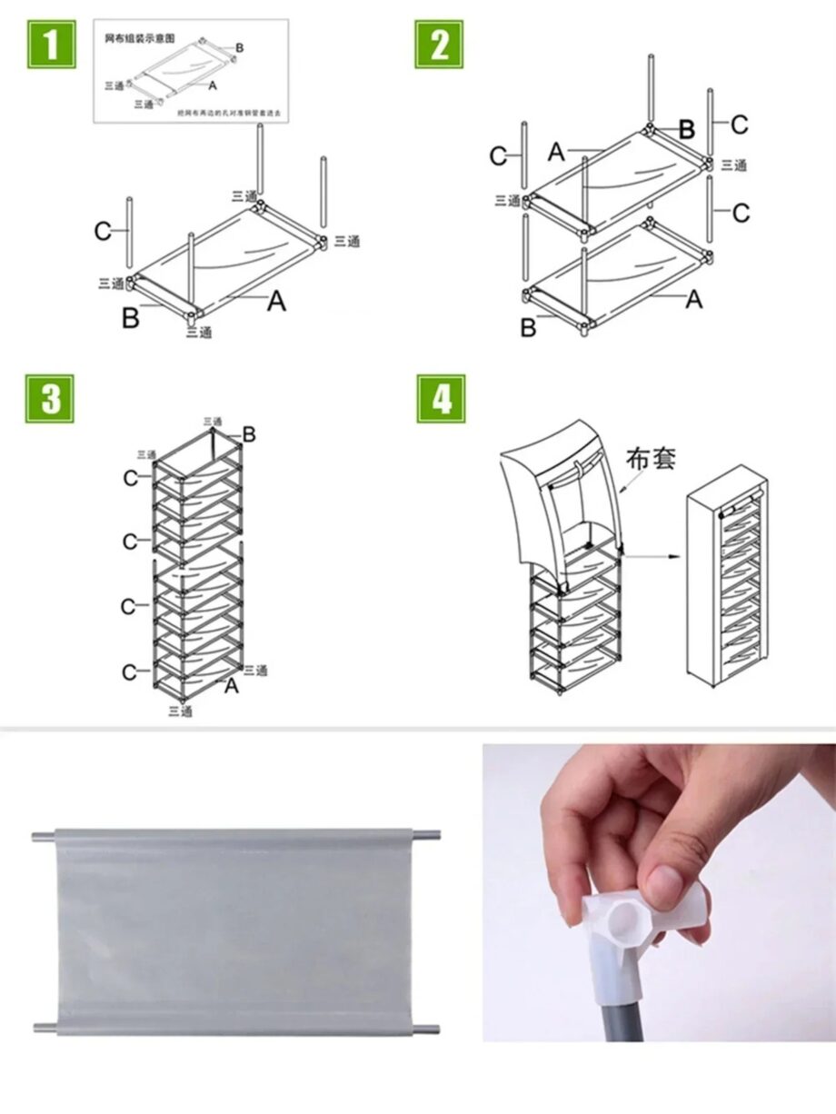 10 Layer Shoe Rack Organizer Dustproof, Nonwoven