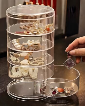 Transparent 360° Rotating Jewelry Box - 5 Layer