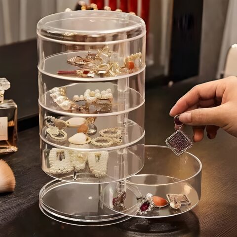 Transparent 360° Rotating Jewelry Box - 5 Layer