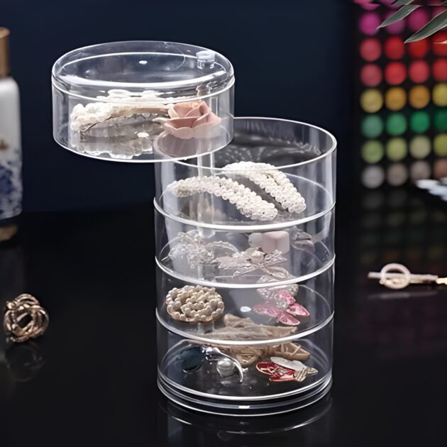 Transparent 360° Rotating Jewelry Box - 5 Layer - Image 3