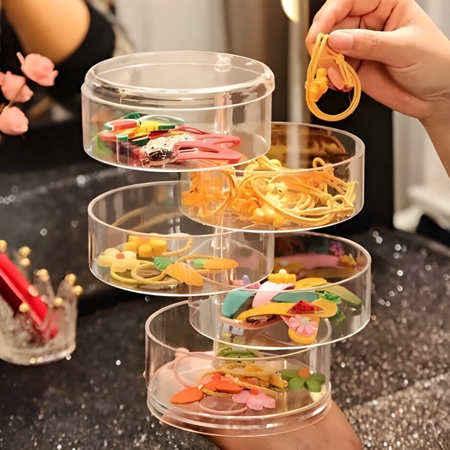 Transparent 360° Rotating Jewelry Box - 5 Layer