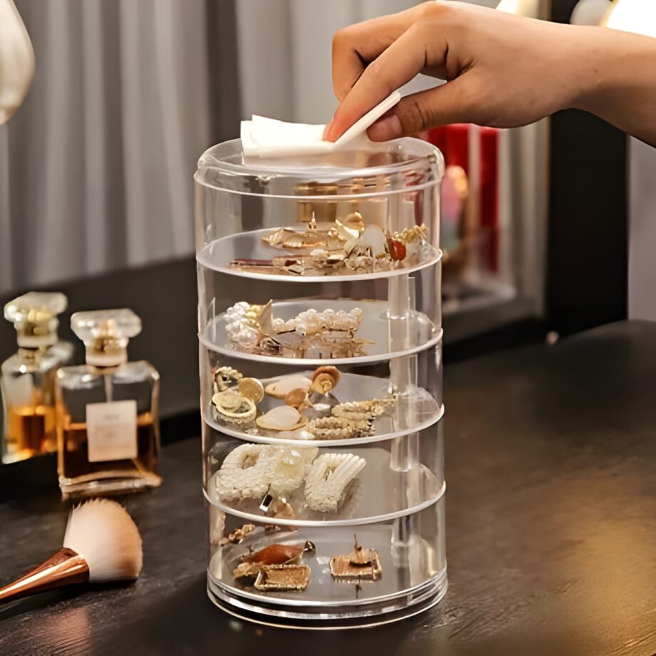 Transparent 360° Rotating Jewelry Box - 5 Layer