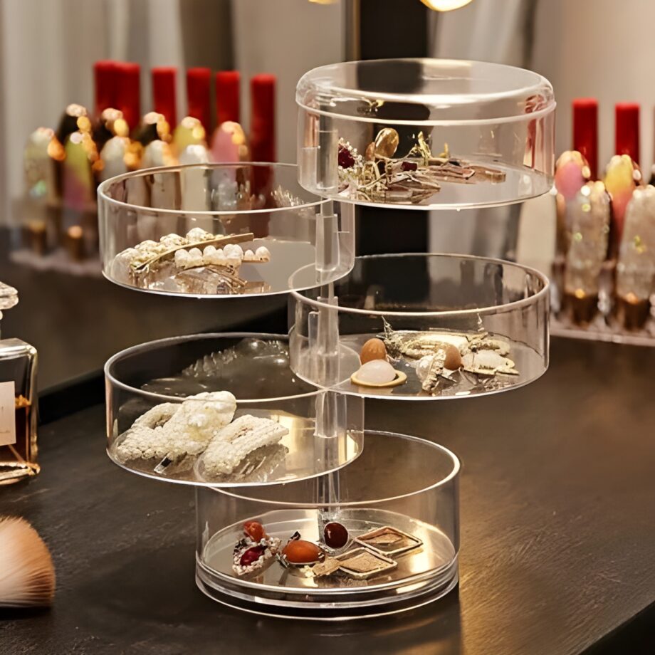 Transparent 360° Rotating Jewelry Box - 5 Layer