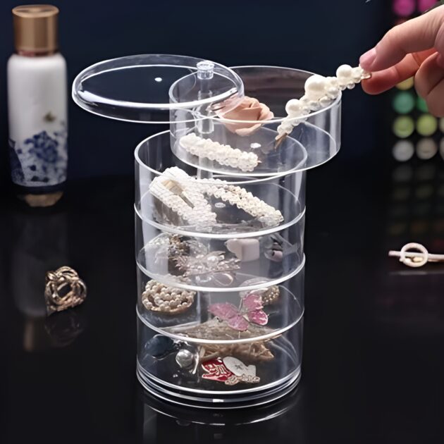 Transparent 360° Rotating Jewelry Box - 5 Layer - Image 8