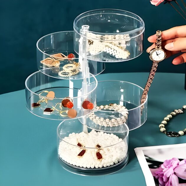 Transparent 360° Rotating Jewelry Box - 5 Layer - Image 9