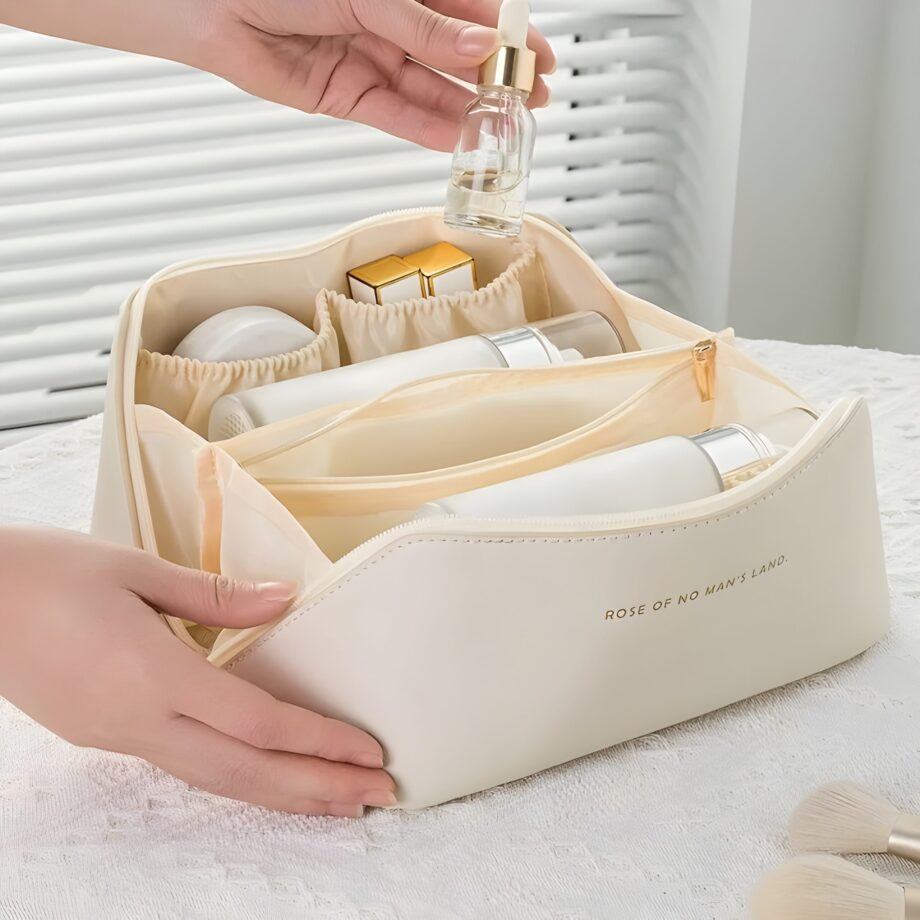 Large capacity leather Travel Cosmetic Bag