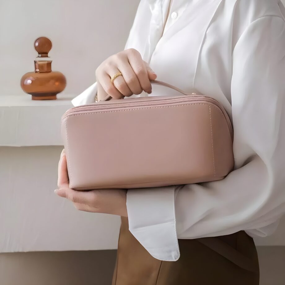 Large capacity leather Travel Cosmetic Bag
