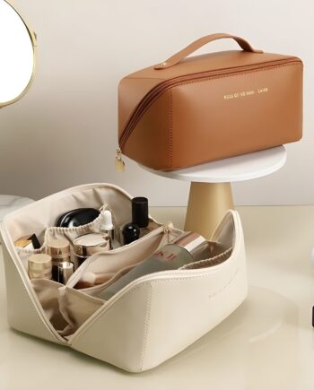 Large capacity leather Travel Cosmetic Bag