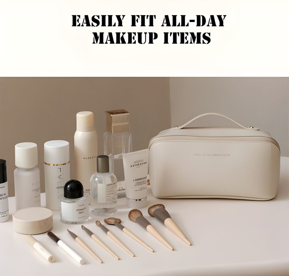 Large capacity leather Travel Cosmetic Bag
